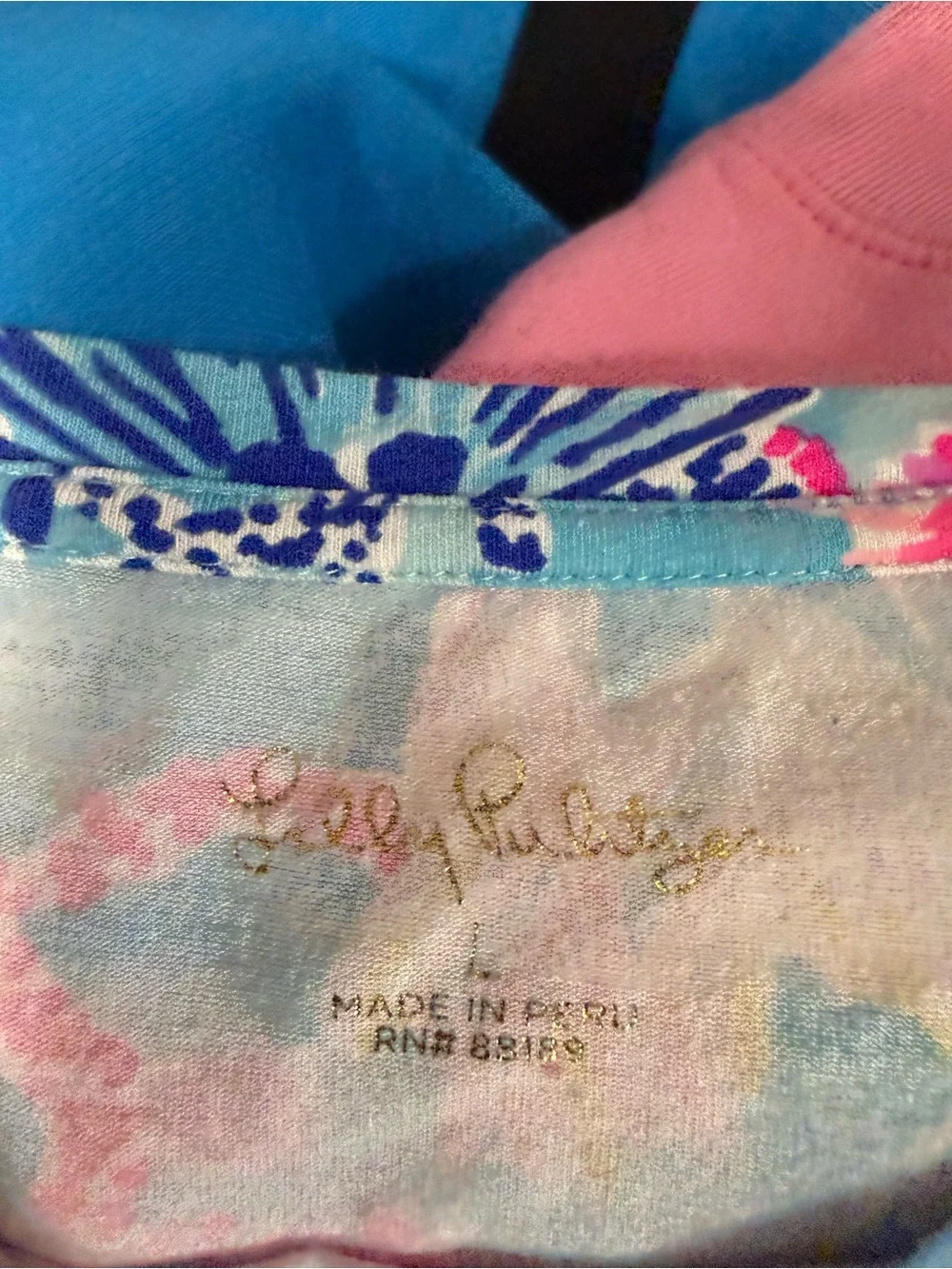Lily Pulitzer Finn Long Sleeve Colorful Beachy T-Shirt Comfort Stretch Aqua Blue - Picture 4 of 6